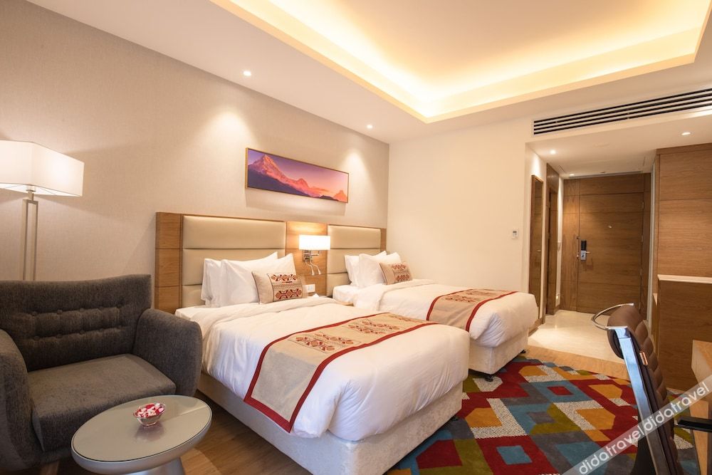 2张单人床，豪华房，城市景观，阳台，无烟