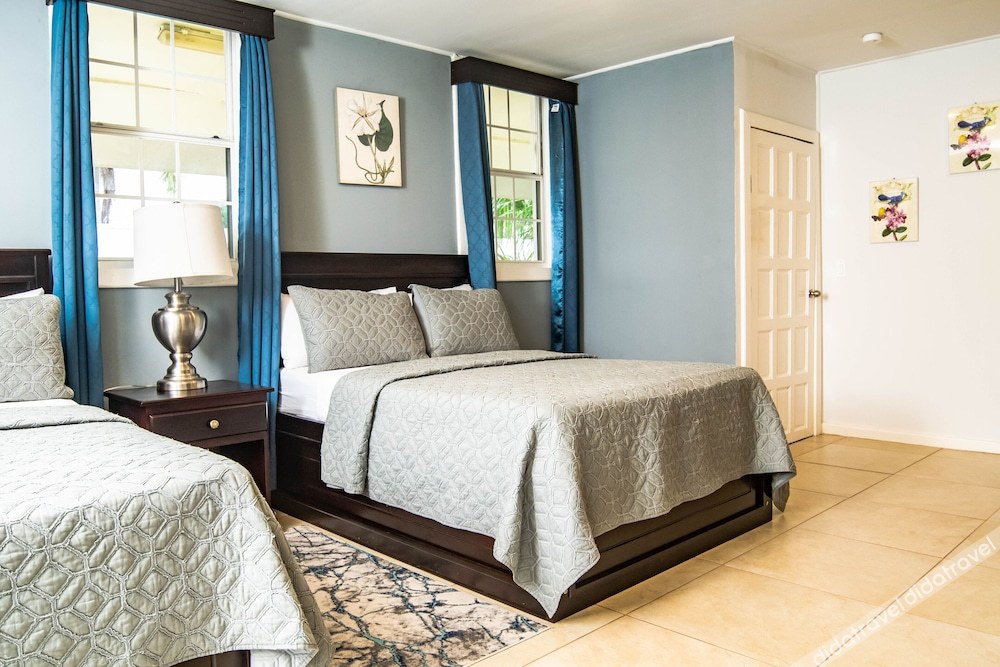 全景客房, 2 张双人床, 无烟房, 部分海景