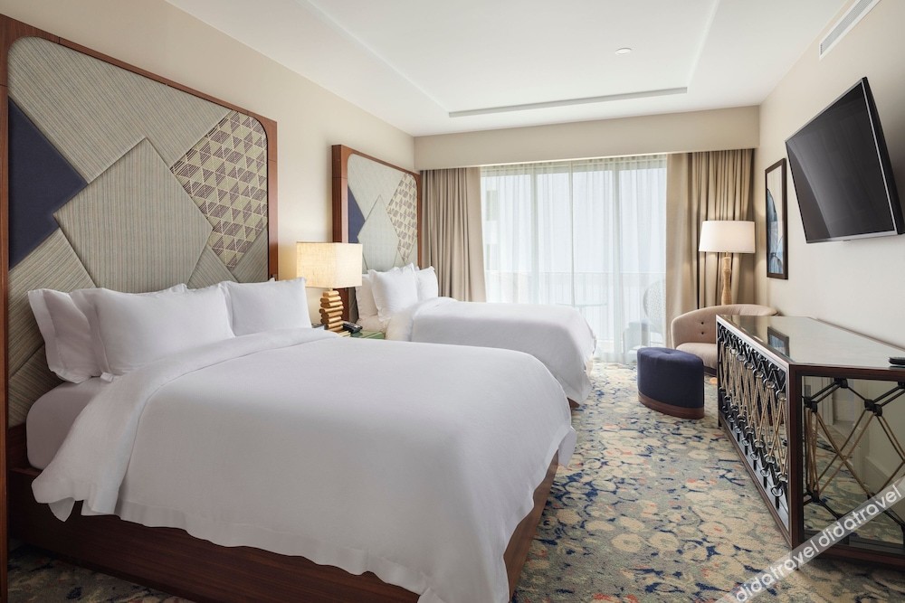 部分海景客房 - 带2张大床和阳台