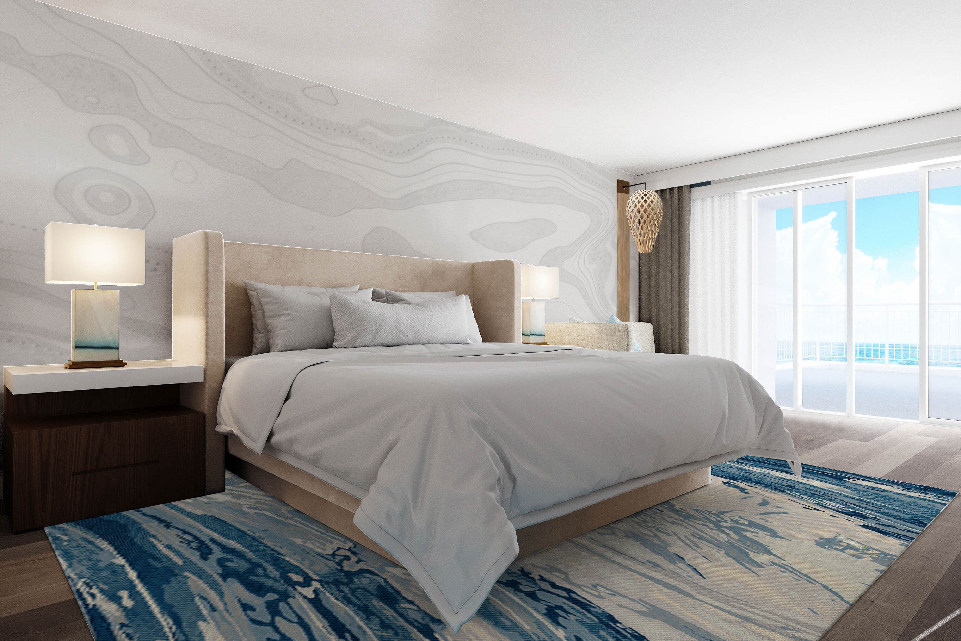 海景大床房, 豪华客房, 1 张特大床, 沙发床, 阳台